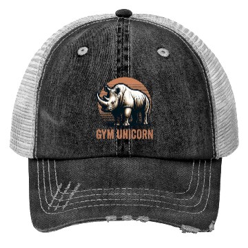 Discover Gym Unicorn Rhino Rhinoceros Safari Vintage Trucker Hats