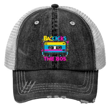 Discover Back to the 80s Retro Cassette Tape Design - Vinta Trucker Hats