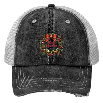 Discover 1950s Christmas Wreath - Vintage Holiday Cheer Trucker Hats