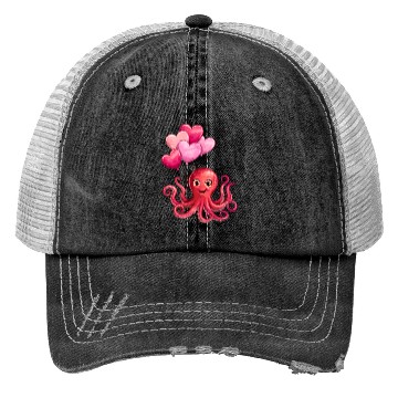 Discover Octopus With Heart Balloons Valentines Day Octopus Trucker Hats