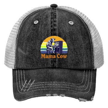 Discover Mama Cow Playing Piano Retro Design Trucker Hats