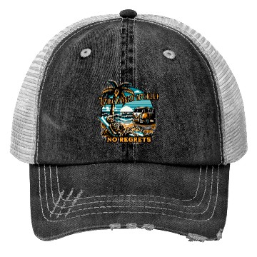Discover Living my best afterlife. No regrets. Trucker Hats