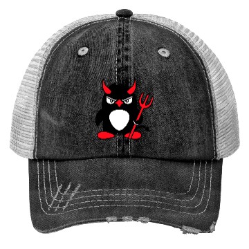 Discover Penguin Devil Horns Trident Hell Evil Cool Satan Trucker Hats