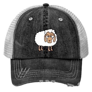 Discover Sheep Tired Bored Look Little Sweet Lamb Bad Mood Trucker Hats