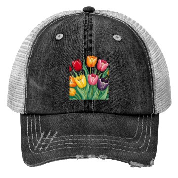 Discover Flowerful Tulips T shirrt Trucker Hats
