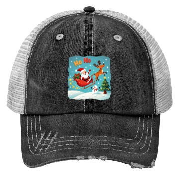 Discover Santa Clause waving " HO-HO" Trucker Hats