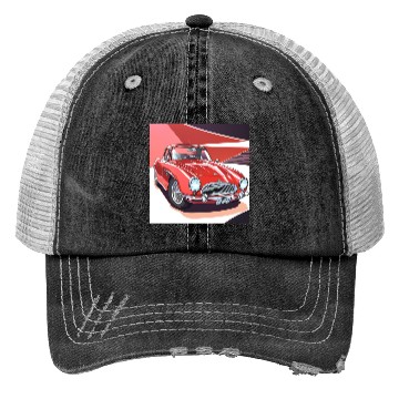 Discover Vintage Red Sports Car Trucker Hats