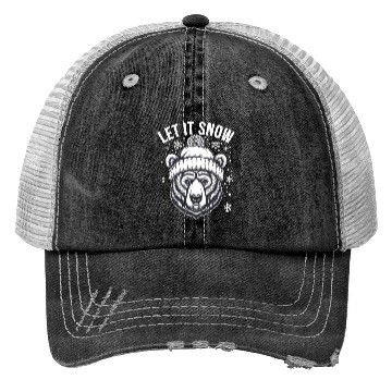 Discover Let It Snow Bear Trucker Hats, Winter Bear Graphic Trucker Hats,