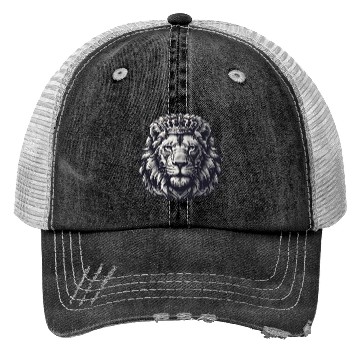 Discover Royal Lion Face with Crown Black and Grey Trucker Hats
