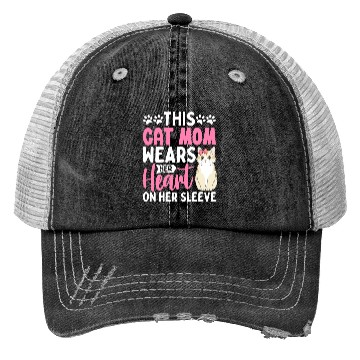 Discover This cat Mom Wears Her Heart on Her Sleeve Trucker Hats