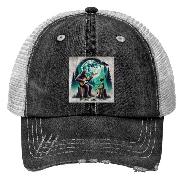 Discover Alien Bigfoot Guitar Sasquatch Present For Kids Trucker Hats