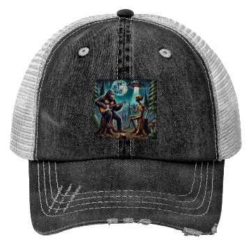 Discover Alien Bigfoot Guitar Sasquatch Present For Kids Trucker Hats