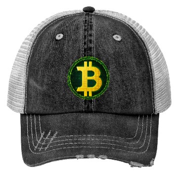 Discover Glowing Matrix-Inspired Bitcoin Symbol Trucker Hats