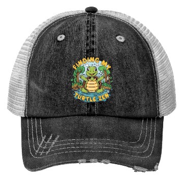 Discover Finding My Turtle Zen Cute Meditation Relaxation Trucker Hats