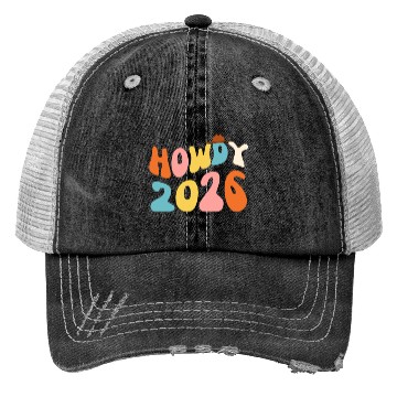 Discover Howdy 2026 funny 2026 NYE Groovy Trucker Hats
