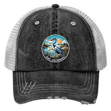 Discover Great Blue Heron Beak Performance Retro Trucker Hats