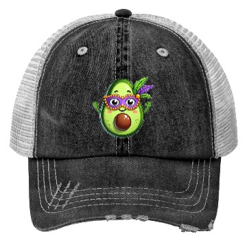 Discover Mardi Gras Avocado Sweet Vegetarian Cartoon Trucker Hats