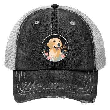 Discover Golden Retriever Floral Bliss Trucker Hats
