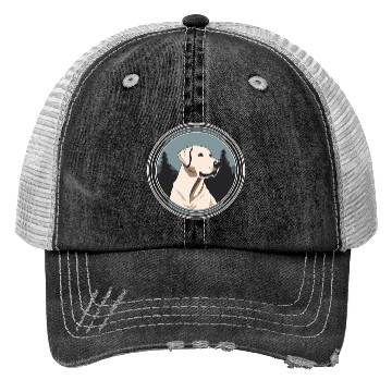 Discover Calm Labrador with Mountain Serenity Trucker Hats