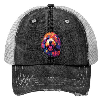 Discover Watercolor Colorful Labradoodle Trucker Hats