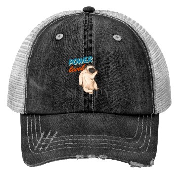 Discover Sleepy Pug Dog black prints Trucker Hats