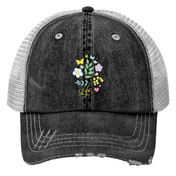 Discover Beautiful Flowers Life Butterfly Spring soft color Trucker Hats