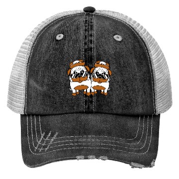 Discover Two Dogs Pug Sunglasses Cap Teenager Team Friends Trucker Hats