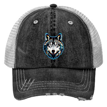 Discover Wolf head 6 Trucker Hats