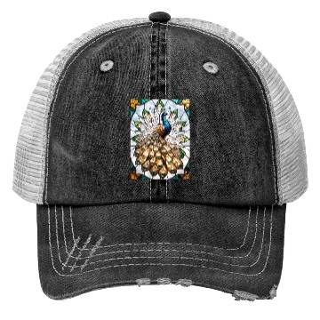Discover Stained Glass Peacock Trucker Hats