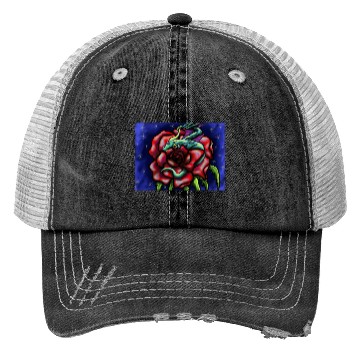 Discover Dragon Sleeping On Rose Trucker Hats