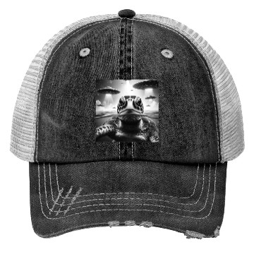 Discover Sea Turtle Funny Graphic Selfie with UFOs Weird A Trucker Hats