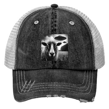 Discover Sheep ram2, lamb Funny Graphic Selfie with UFOs We Trucker Hats