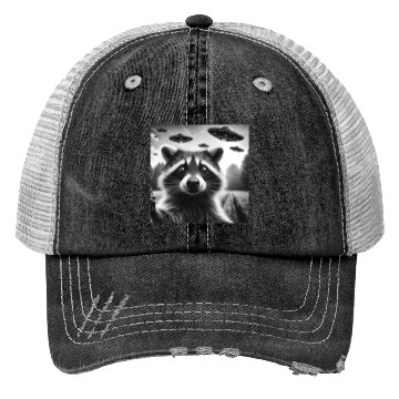 Discover Racoon trash panda Funny Graphic Selfie UFOs Weir Trucker Hats