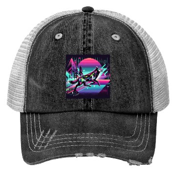 Discover Neon Wolf - Retro Vibes Trucker Hats