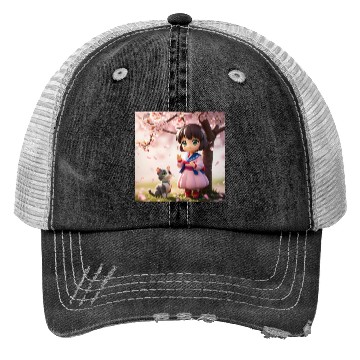 Discover An anime character with a cute cat Trucker Hats