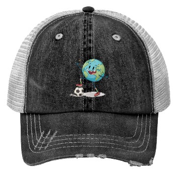 Discover Planet Earth playing soccer Trucker Hats