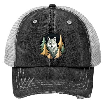 Discover Wolf and Nature Geometric Pattern Trucker Hats