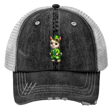 Discover Cute St. Patrick's Day Llama Cartoon Trucker Hats