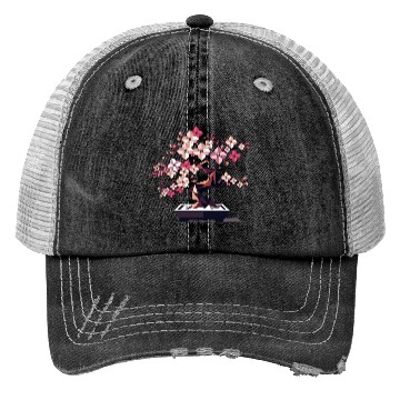 Discover Geometric cherry blossom bonsai Trucker Hats