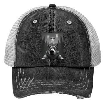 Discover UFO Funny Wolf Trucker Hats