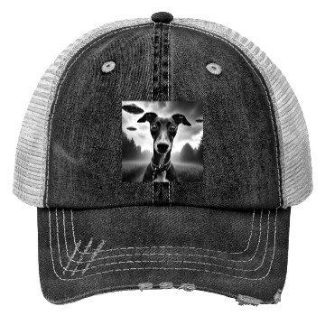 Discover Italian Greyhound Funny Graphic Selfie with UFO We Trucker Hats