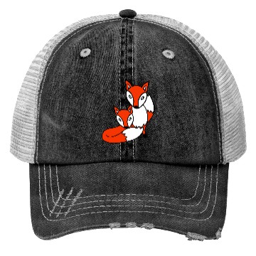 Discover 2 Foxes Friends Red Fox Two Wild Animals Team Crew Trucker Hats
