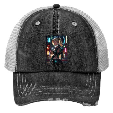 Discover Cyberpunk Women Warrior Anime Trucker Hats