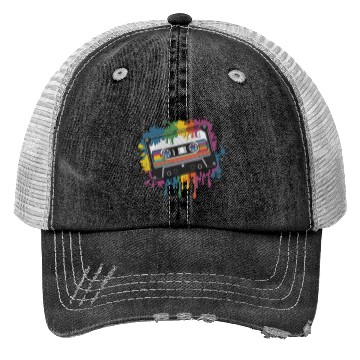 Discover 80s Retro Cassette Splash Classic Cassette Tape Trucker Hats