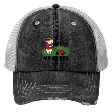 Discover funny cat Lawn mowing Trucker Hats