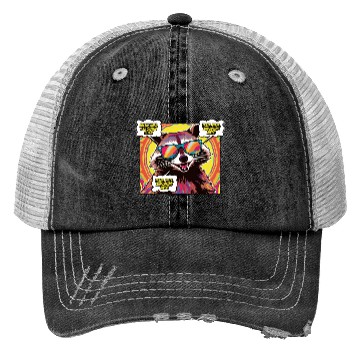 Discover A Psychedelic Trash Advocate Raccoon Trucker Hats