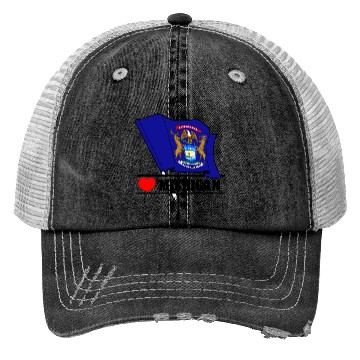 Discover Michigan flag heart 'MICHIGAN' Trucker Hats