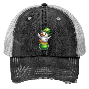 Discover Cute St. Patrick's Day Duck Top Hat Clover Trucker Hats