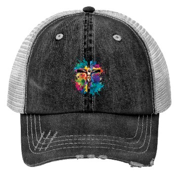 Discover Jesus Christ On Cross Happy Easter Trucker Hats