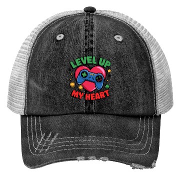 Discover Level Up My Heart - Gaming Valentine's Design Trucker Hats